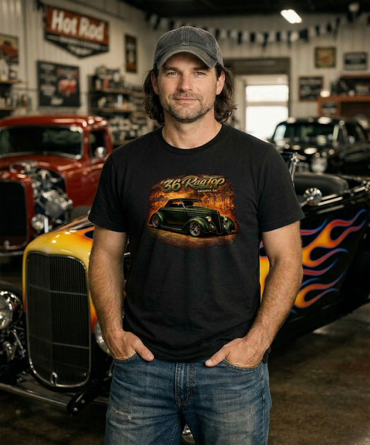 1936 Ford Ragtop T-Shirt – Savannah GA Classic Hot Rod Design | Southern nights. Classic steel.
