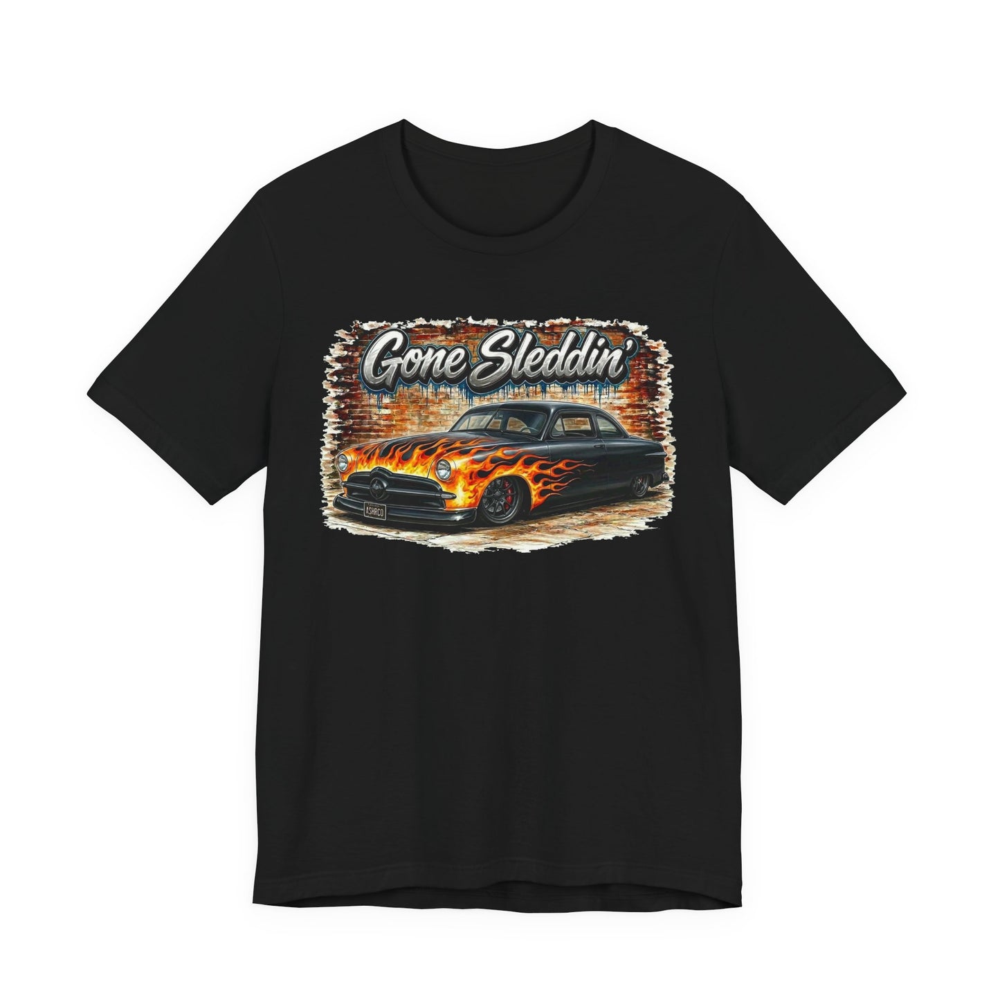 Gone Sleddin’ | '49 Ford Leadsled | Custom Flame Ride Illustration Tee