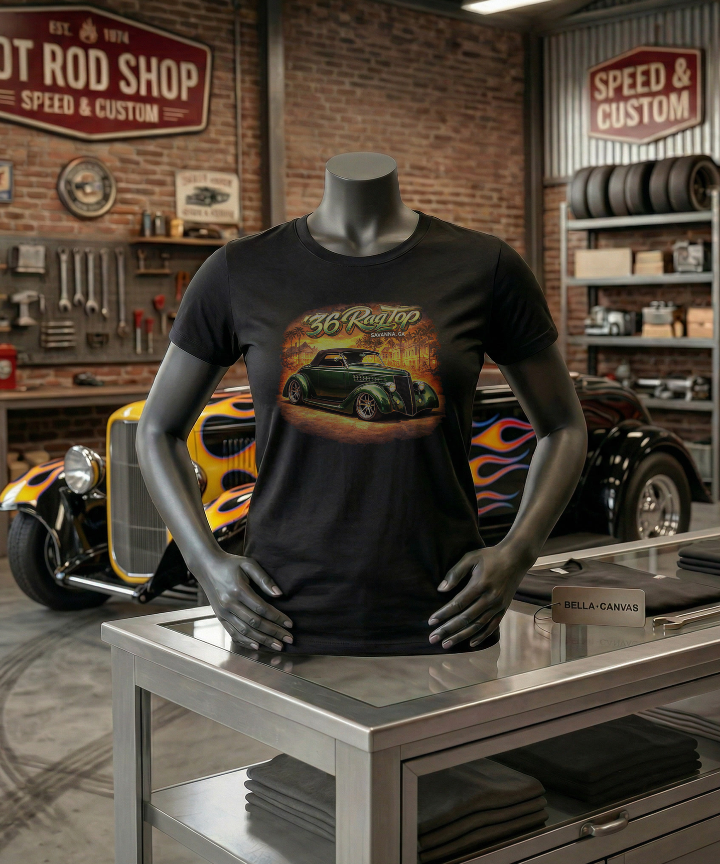 1936 Ford Ragtop T-Shirt – Savannah GA Classic Hot Rod Design | Southern nights. Classic steel.
