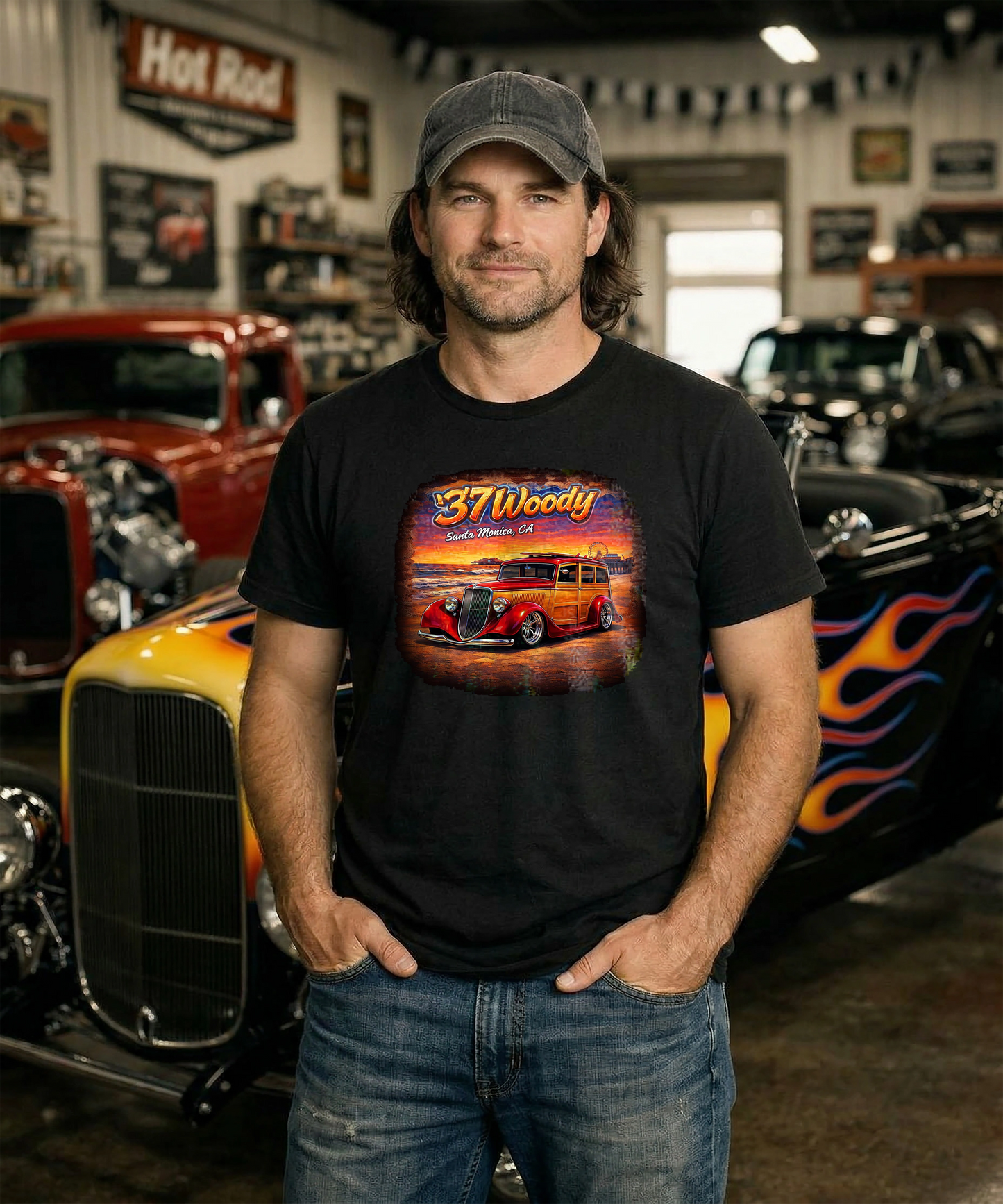 ’37 Woody – Santa Monica, California | American Steel 50 State Series Tee