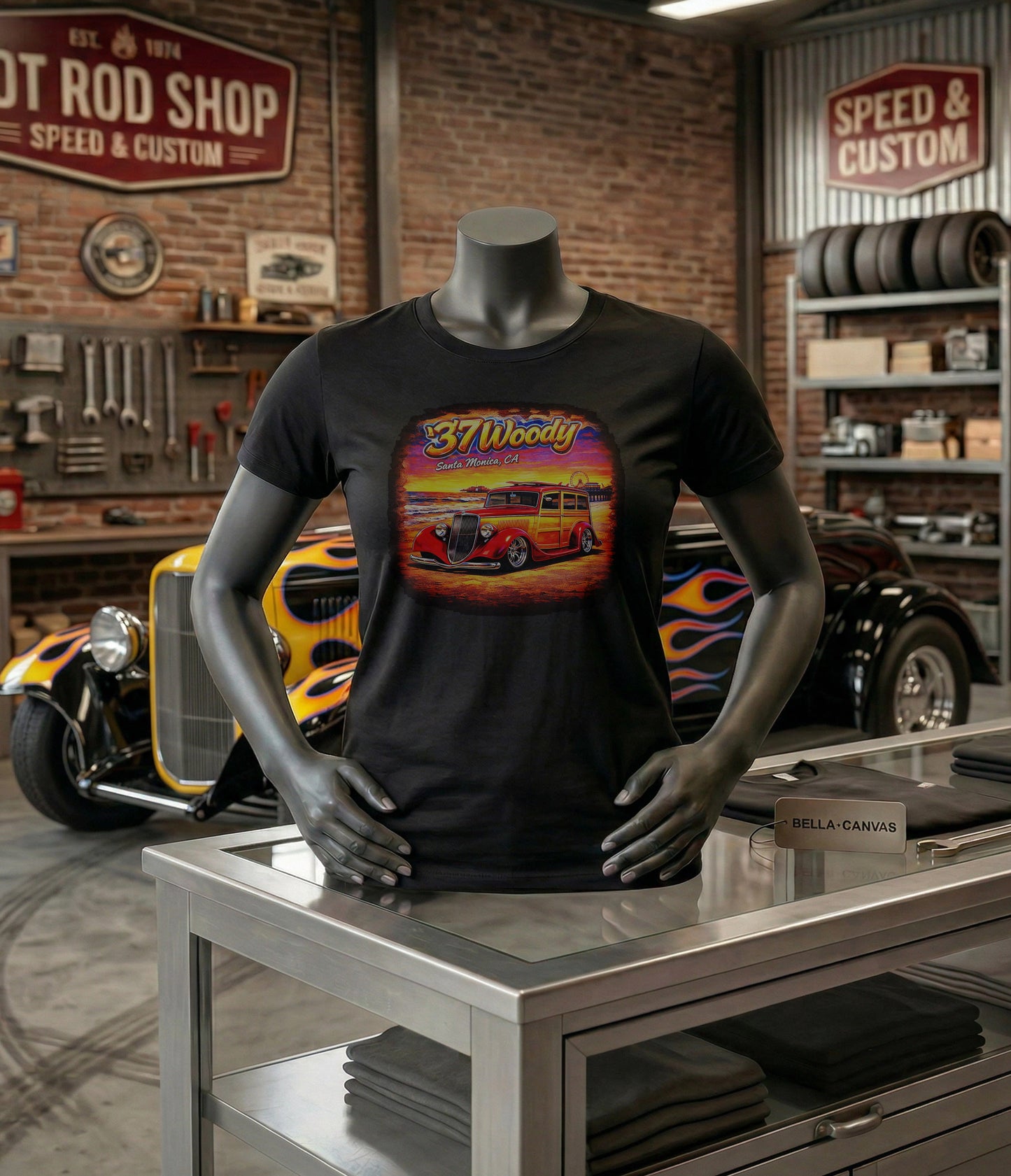 ’37 Woody – Santa Monica, California | American Steel 50 State Series Tee